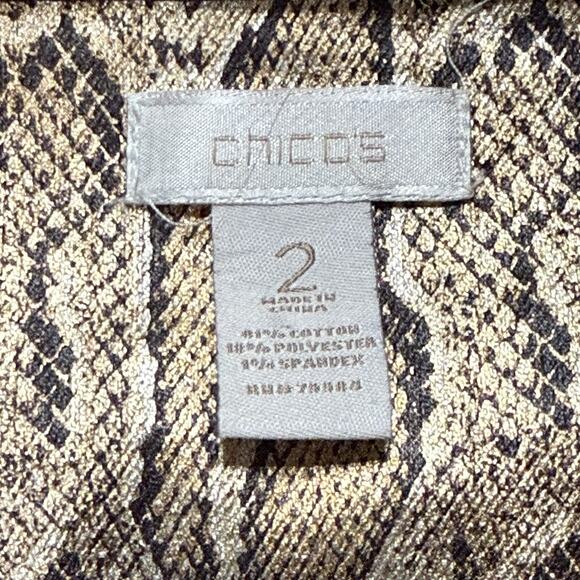 Chico's Womens Large Metallic Gold Bronze Snake Print Trucker Jacket Chico’s 2 - Picture 5 of 13